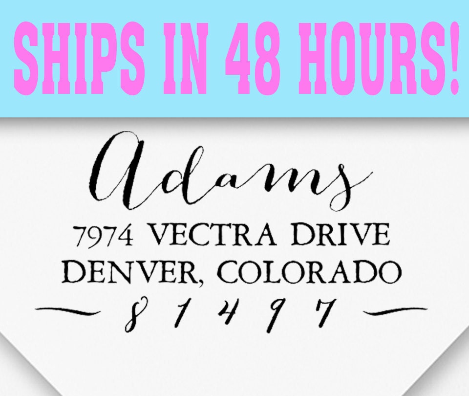 Custom Return Address Stamp Script Font Caligraphy Style