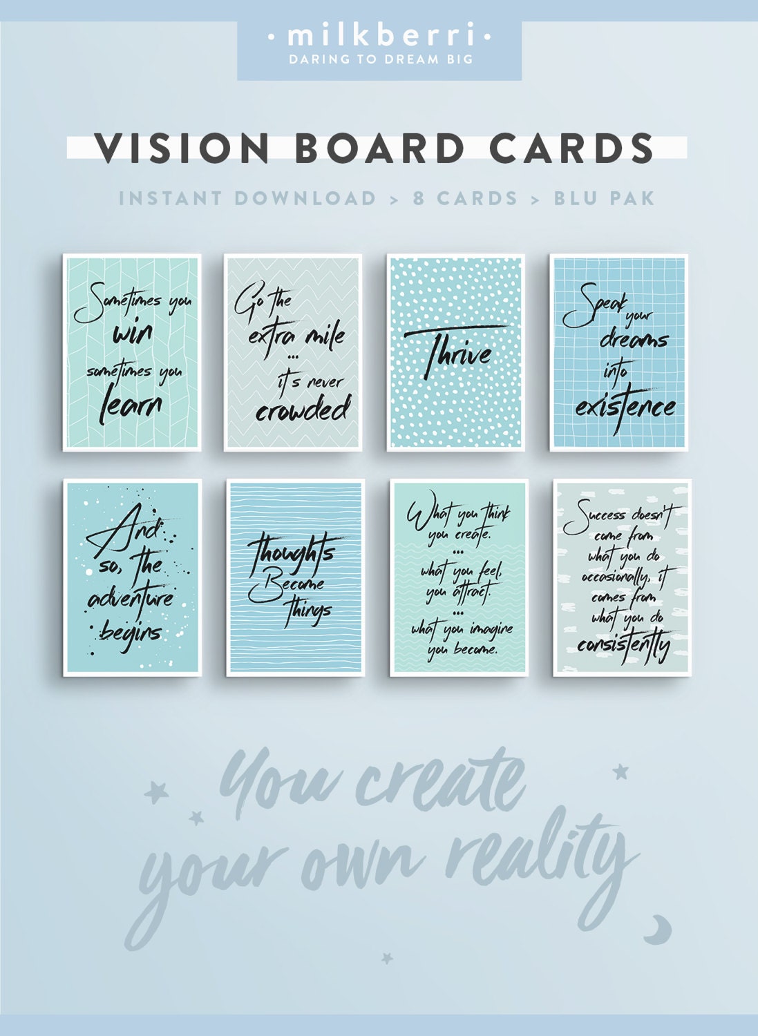 Vision Board Quote Cards 1 Quote Print. Vision Board Kit.