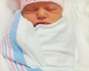Personalized baby HAT, personalized baby gift, personalized baby girl hat, monogrammed baby girl hospital hat, baby girl embroidered hat