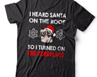 Grumpy Cat Christmas T-Shirt Funny Santa Xmas Party Tee Shirt