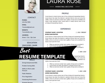 Resume Template Instant Download with Photo / Marketing Resume, Minimalist Resume, Digital, Business Resume, Executive Resume, Sales Resume