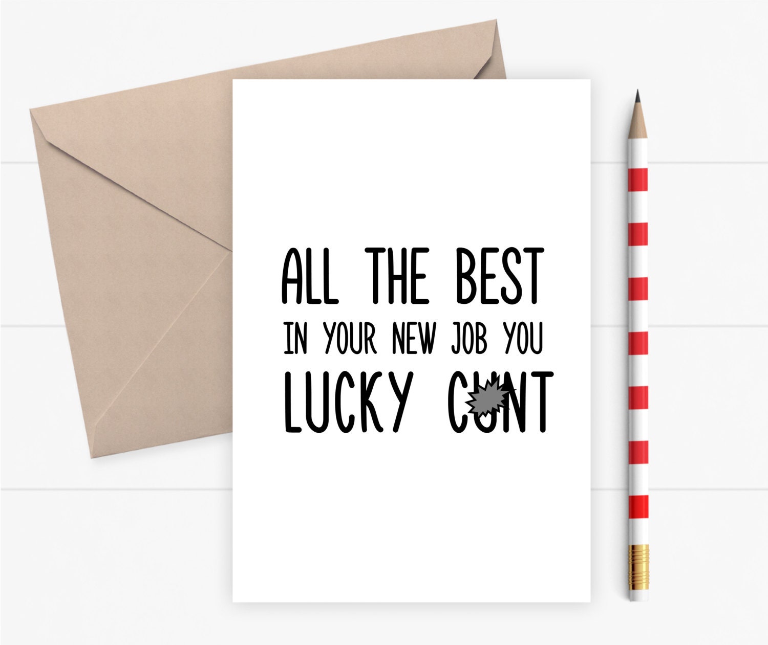 Good Luck in Your New Job New Job Card Rude Good Luck Card for