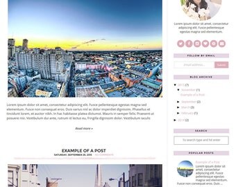 Blogger Template Premade Blogger Templates / Blog Template / Blogger Theme with Watercolor Splotches - Olivia