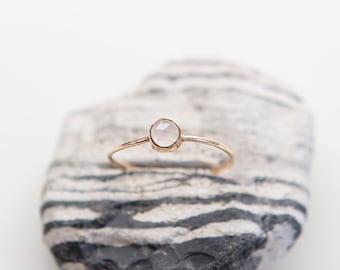Dainty Chalcedony Ring | 14K Gold Filled | Stacking Ring | Cabochon | Minimalist Jewelry | Gift For Her