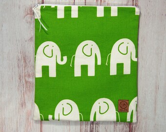 Gallon Size Reusable Bag - Elephants on Green