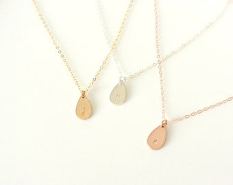Teardrop Initial Necklace, Silver, Gold and Rose Gold Fill Necklace, Personalized Jewelry, Best Friend Necklace, Wife Jewelry, Gifts For Her
