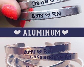 Gift For Nurses, Gifts Under 10, Handstamped Bracelet, CNA Appreciation Week, CNA Gifts, Nurse Graduate, Personalized Nurse, Gifts for CNAs