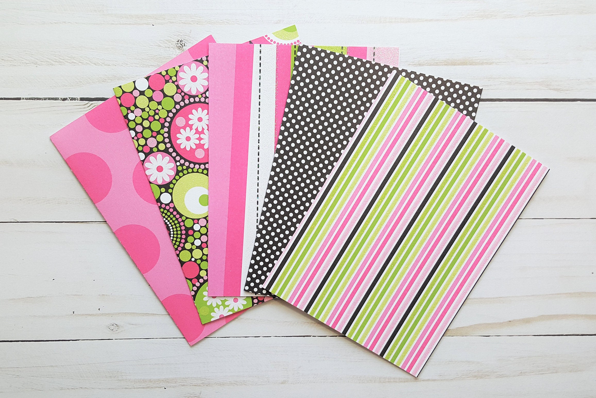 Blank Note Card Set Note Cards Pink Green And Black Greeting