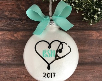 BSN Gift For Nurse, Nurse Ornament, Nursing Graduation Gift, Nurse Graduation, Personalized Stethoscope Accessories, Nurse Gift Ideas