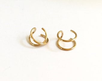 In Stock Now! Very Popular Gold Ear Cuffs, Double Ear Cuff, Criss Cross Ear Cuff, Cartlide Cuff, 14kt Gold Filled, 925 Sterling Silver