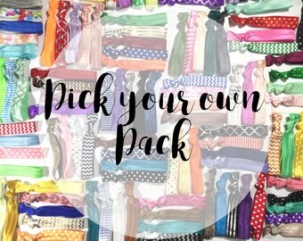 Custom Hair Tie Set - Choose Your Colors Elastic Hair Ties - Hair Ties - Hair Elastics - Yoga Hair Ties - Ribbon Hair Ties - Hair Bands