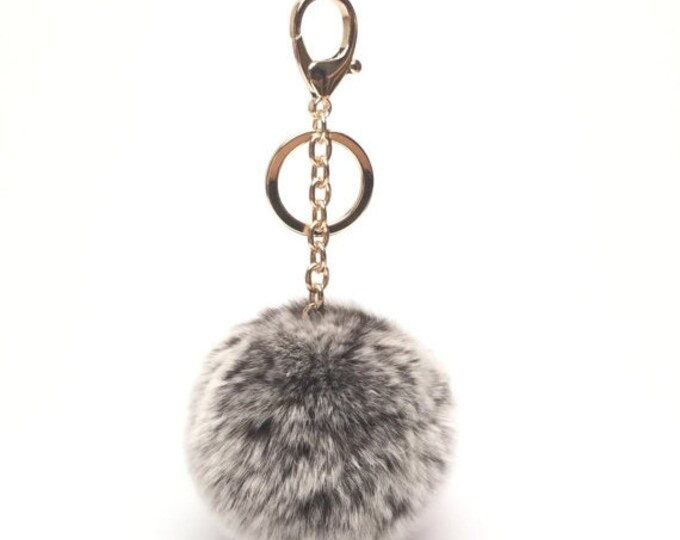 Brown Frost Fur pom pom keychain fur puff ball bag pendant charm