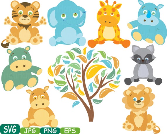 Download Baby Animals Safari cutting file Clip Art Jungle SVG Graphic