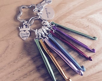 Mini Crochet Hooks Crochet on the go Emergency Crochet Kit Personalised Keyring Keychain Crochet Queen