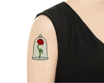 TEMPORARY TATTOO - Beauty and the Beast "Enchanted Rose" Or "Mrs. Potts"