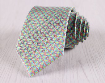 green silk tie.designer ties.printed ties.vintage necktie.high-end necktie for groomsmen.wedding party ties.gift necktie accessories+nt.143s