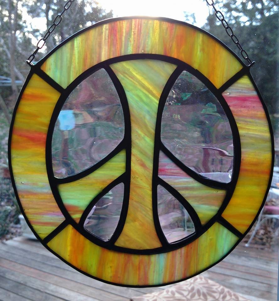 Peace Sign Stained Glass Sun Catcher by KippaxDecorativeArt