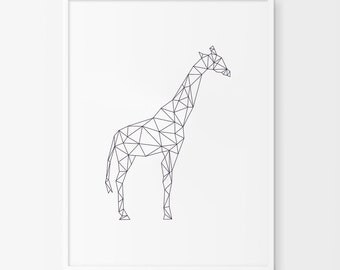 Teal Mint Turqiouse Geometric giraffe print instant download