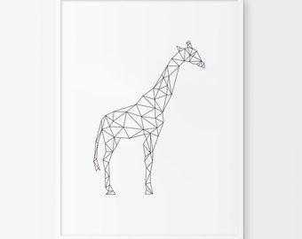 Teal Mint Turqiouse Geometric giraffe print instant download