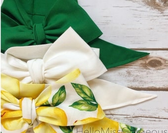 Gorgeous Wrap Trio (3 Gorgeous Wraps)- Forest Green, Blanc & Sweet Lemon Gorgeous Wraps; headwraps; fabric head wraps; headbands
