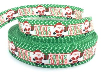 Santa Ribbon, Christmas Ribbon, Santa Claus Ribbon, Santa Grosgrain Ribbon, Red Christmas Ribbon, Christmas Grosgrain, DIY Hair Bow Ribbon