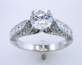 Amazing .65ct Diamond 18K White Gold Semi-Mount Engagement Ring