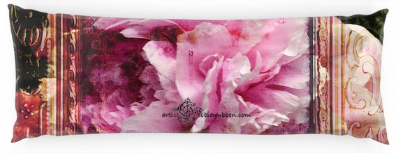 Pink Peony Body Pillow Extra long pillow 54 by ...