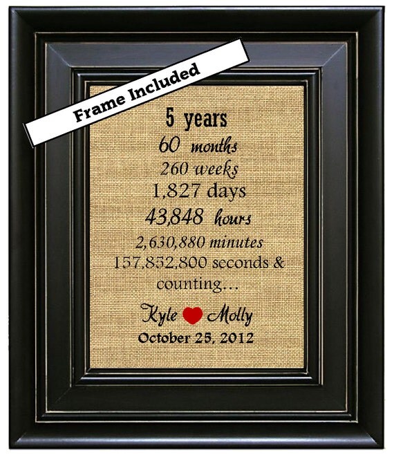 FRAMED 5 years together gift/5th Anniversary Gift/5 year
