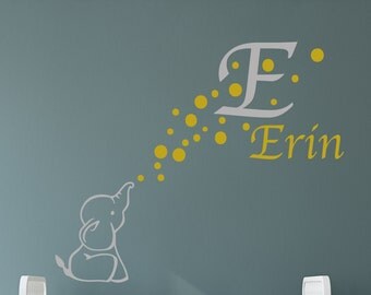 Elephant Monogram Removable decal/Bubbles/Elephant/wall decal/monogram/custom/
