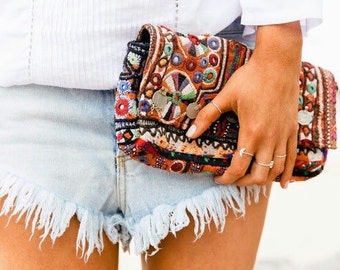 Tribal Clutch, Banjara Bag, Boho Clutch, Ethnic Bag, Banjara Clutch, Vintage Clutch called Alexa
