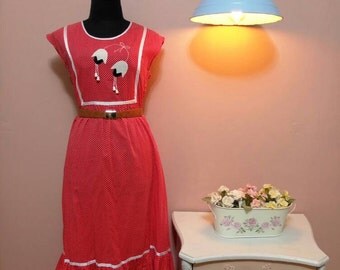 50's Dress.Retro Dress.1950 Dresses. Women's Clothing. Original castro dress from 50s. Red Dots Print Vintage Dress For Women 1950's. Size M