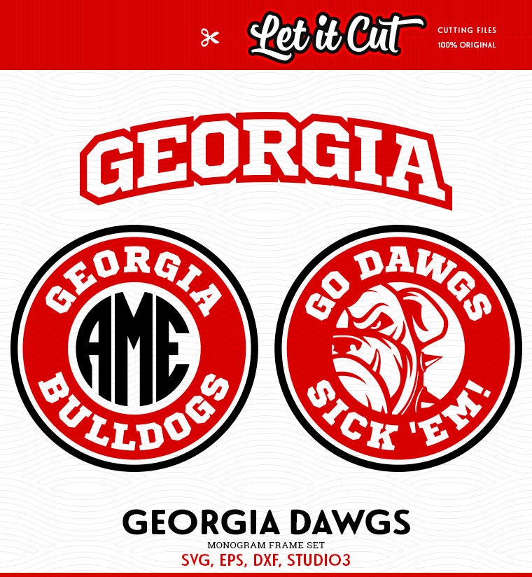 Download Georgia Bulldogs Monogram Cutting Files SVG DXF Eps Studio3
