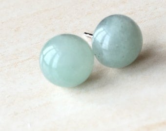 Gift Aventurine Stud,Natural Stone Earrings,Prosperity Earring,Green Aventurine Glam,Post Earrings Modern,Minimal Earrings,Boho Jewelry