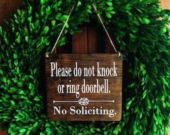 No Soliciting Sign | 7x8 | No Soliciting Door Sign | Do Not Disturb Sign | Do Not Ring Doorbell Sign | No Solicitation Signs | Door Signs |