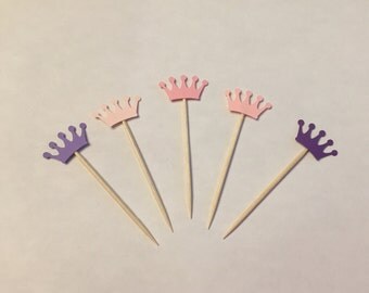 24 princess crown toothpicks, princess baby shower, birthday party, princess party, appetizer picks, food picks, princess cupcake toppers