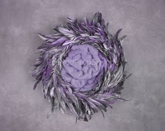 Newborn Digital Background - Feather Wreath Newborn Digital Prop Instant Download