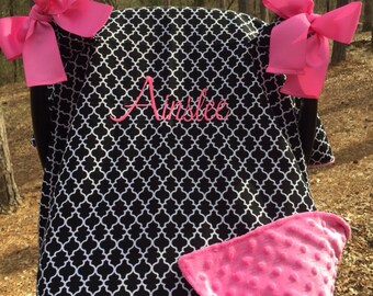 CHOOSE YOUR COLOR!! Monogrammed Car Seat Canopy, Carseat Cover, Car Seat Arm Cushion, Embroidered, Carseat canopy