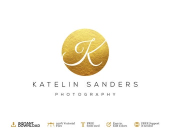 Photography Logo Design Photography. DIY Logo Psd Template. Gold. Premade Logo. INSTANT DOWNLOAD Logo Design. Premium Logo Design.