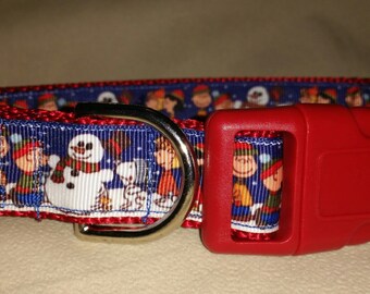Winter Dog Collar, Christmas Dog Collar, Charlie Brown Dog Collar, Snoopy Dog Collar, Peanuts Dog Collar, Snowman Dog Collar