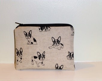 Frenchie Coin Purse, Boston Terrier Coin Purse, Frenchie Make-up Bag, French Bulldog Coin Purse, French BullDog Make Up Bag, Frenchie Lovers