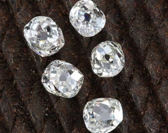 Diamonds old mine cut antique vintage loose | 5 old mine cut diamonds = .73 ct total | J K L | Si1 Si2 | circa 1800's or before