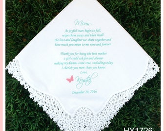 Mother of the Bride Handkerchiefs-Wedding Hankerchief-PRINTED-CUSTOMIZED-Wedding Gift for mother-Mother of the Bride Gif
