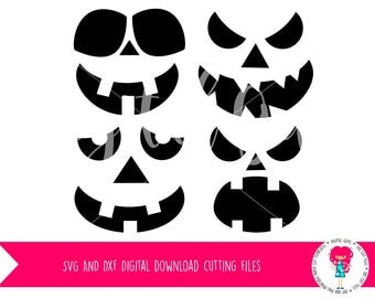 Pumpkin Face Fall / Autumn Halloween SVG / DXF Cutting files For Cricut Explore / Silhouette Cameo & PNG Clipart, Digital Download
