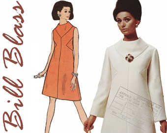 1960s Mod Dress Pattern 1960s Designer Dress VOGUE AMERICANA 2055 UNCUT bust 31.5" Bill Blass Dress 1960s A-line Dress Funnel Neckline