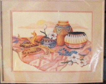 1988 Dimensions Crewel Embroidery Kit Santa Fe Still Life Linda Gillum 16 X 12