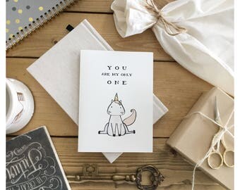 UNICORN // unicorn gift, funny love card, card for wife, anniversary card, valentines day card, funny valentines day card, funny card, punny