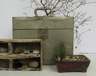 Rustic Metal Box, Vintage File Box, Rustic Storage Decor