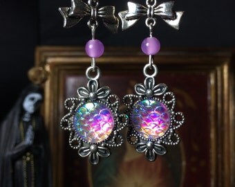 Purple Mermaid dangling earrings