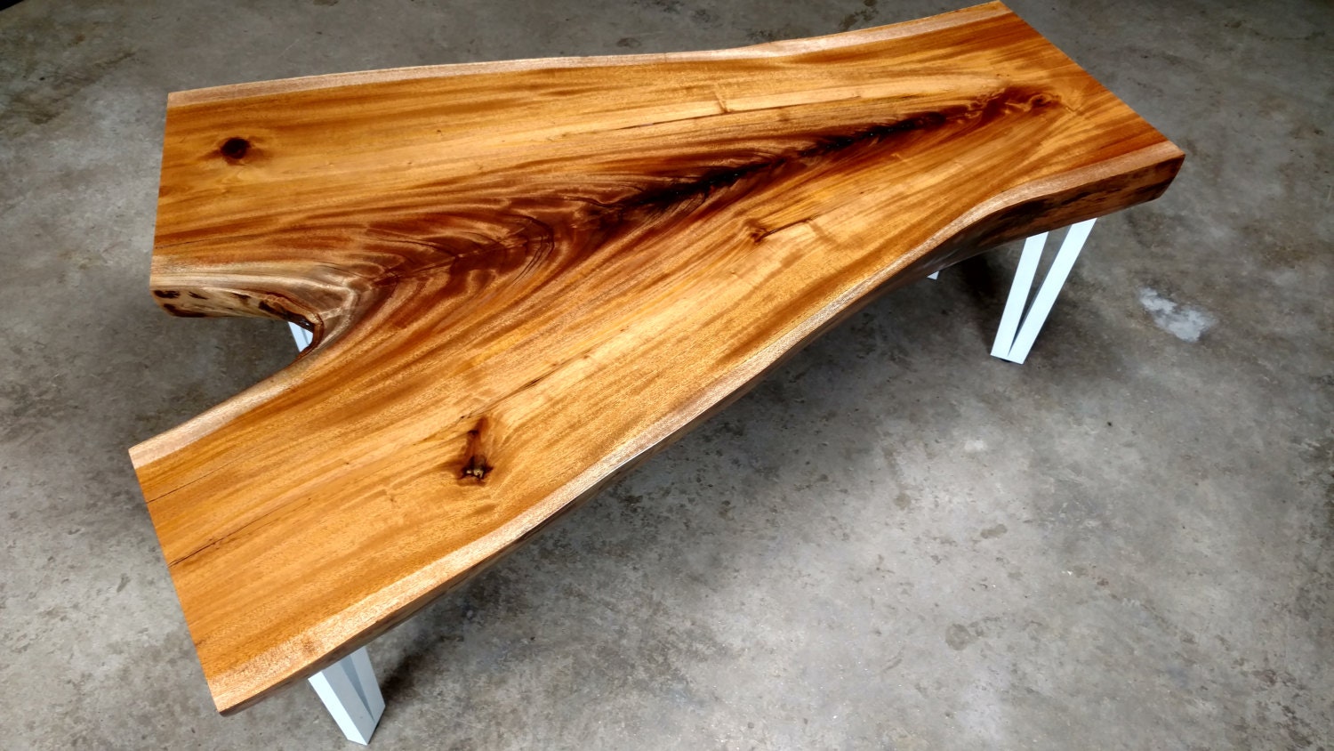 Honduran Mahogany Live Edge Wood Slab Coffee Table