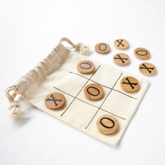 Wood Tic Tac Toe / X's and O's / Travel Game / Classic